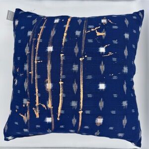 Aviva Stanoff Throw Pillow Navy Gold Handmade Feather Filled